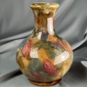 Hermitage Pottery Marble Bud Vase Multicolor Rustic Glaze Home Decor 6x3.5